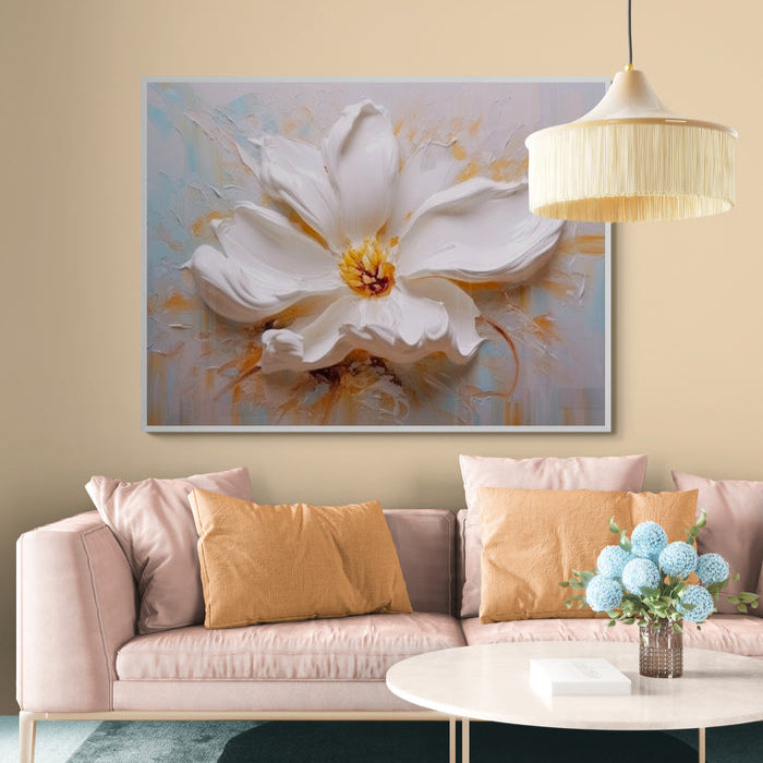 Fleur Blanche en Relief Texturé