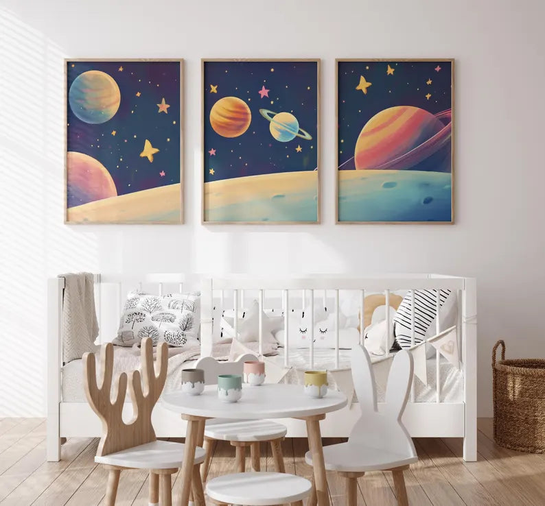 Planètes Colorées et Étoiles