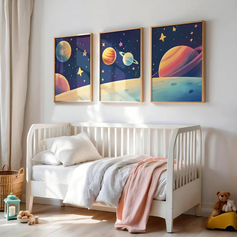 Planètes Colorées et Étoiles