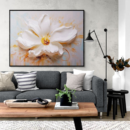Fleur Blanche en Relief Texturé