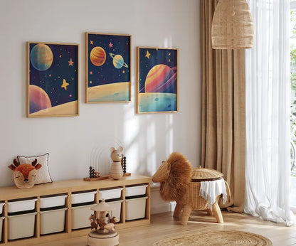Planètes Colorées et Étoiles
