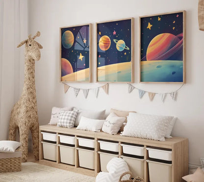Planètes Colorées et Étoiles