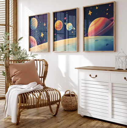 Planètes Colorées et Étoiles