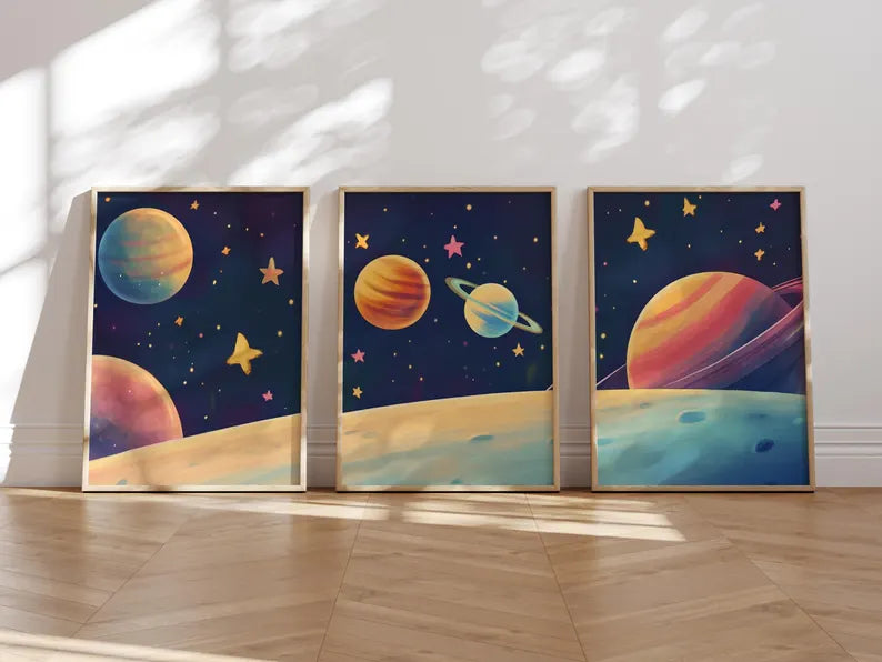 Planètes Colorées et Étoiles