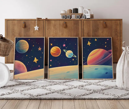 Planètes Colorées et Étoiles
